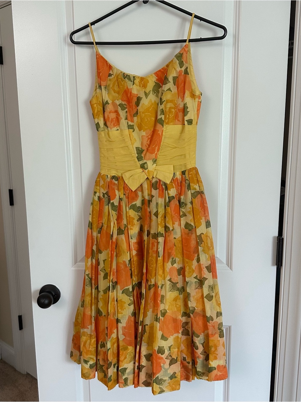 Vintage Yellow and Orange Fit and Flare Dress